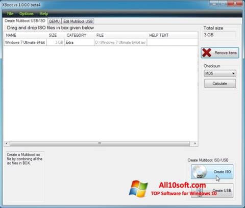 Ekrano kopija XBoot Windows 10