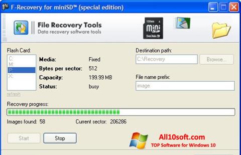 Ekrano kopija F-Recovery SD Windows 10