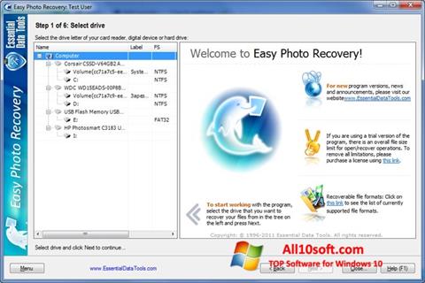 Ekrano kopija Easy Photo Recovery Windows 10