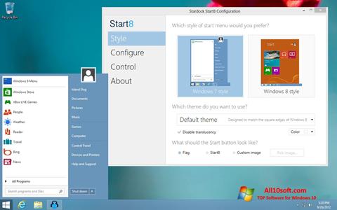 Ekrano kopija Start8 Windows 10