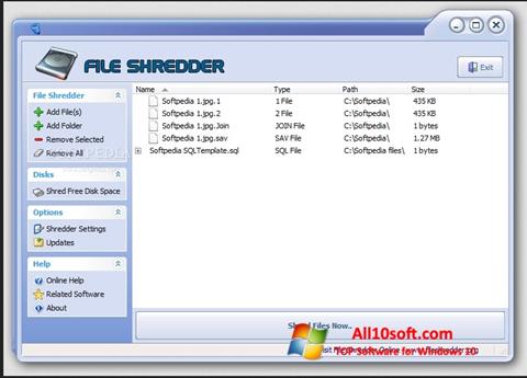 Ekrano kopija File Shredder Windows 10