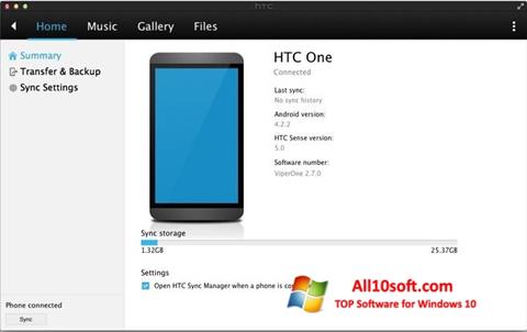 Ekrano kopija HTC Sync Windows 10