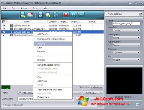 Ekrano kopija Xilisoft Video Converter Windows 10