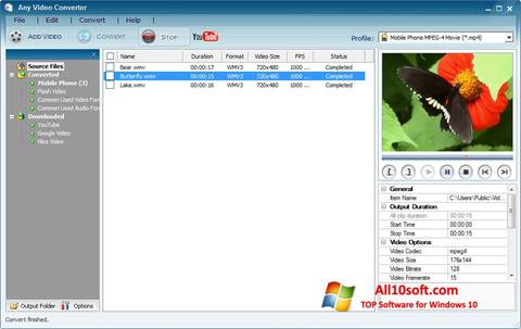 Ekrano kopija Any Video Converter Windows 10