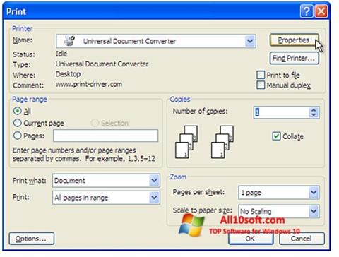 Ekrano kopija Universal Document Converter Windows 10