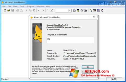 Ekrano kopija Microsoft Visual FoxPro Windows 10