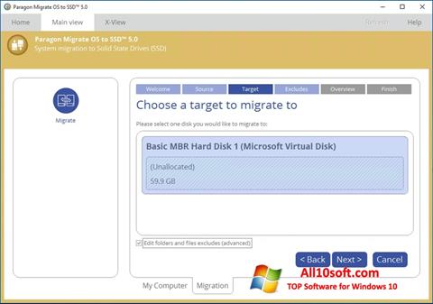 Ekrano kopija Paragon Migrate OS to SSD Windows 10