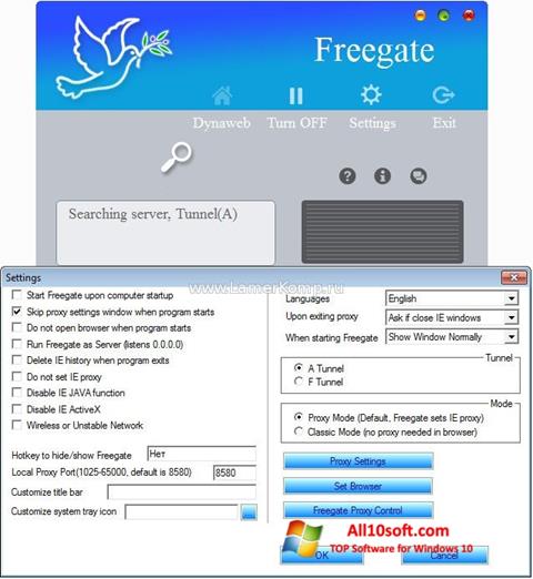 Ekrano kopija Freegate Windows 10