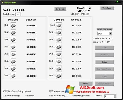 Ekrano kopija AlcorMP Windows 10