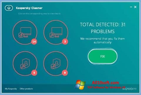 Ekrano kopija Kaspersky Cleaner Windows 10
