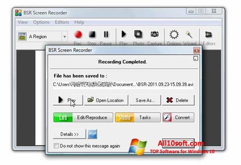 Ekrano kopija BSR Screen Recorder Windows 10