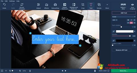 Ekrano kopija Movavi Photo Editor Windows 10