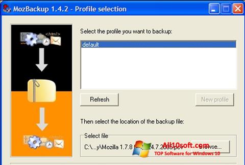 Ekrano kopija MozBackup Windows 10