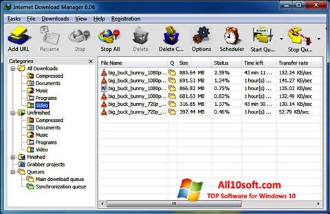 Ekrano kopija Internet Download Manager Windows 10