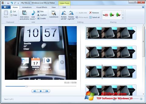 Ekrano kopija Windows Live Movie Maker Windows 10
