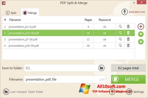 Ekrano kopija PDF Split and Merge Windows 10
