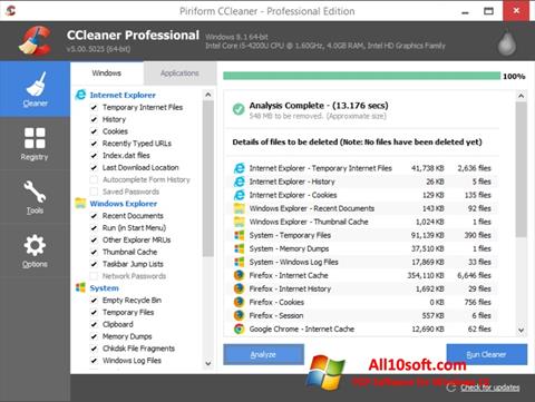 Ekrano kopija CCleaner Windows 10