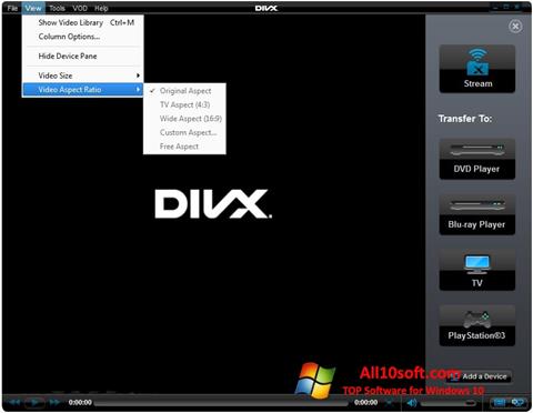 Ekrano kopija DivX Player Windows 10