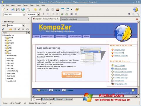 Ekrano kopija KompoZer Windows 10