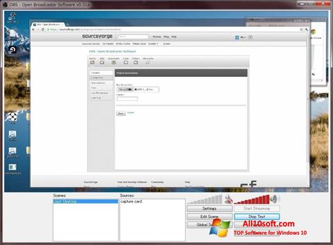Ekrano kopija Open Broadcaster Software Windows 10