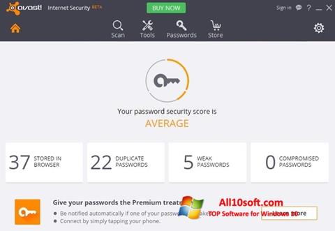 Ekrano kopija Avast Internet Security Windows 10