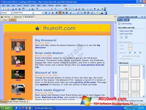 Ekrano kopija Microsoft FrontPage Windows 10