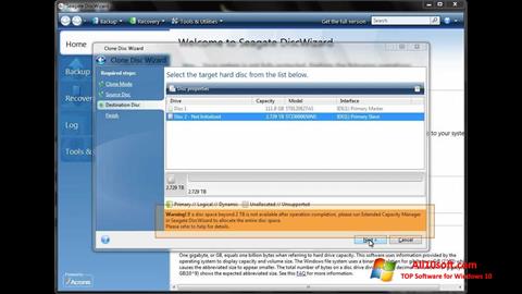 Ekrano kopija Seagate DiscWizard Windows 10