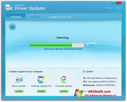 Ekrano kopija Carambis Driver Updater Windows 10