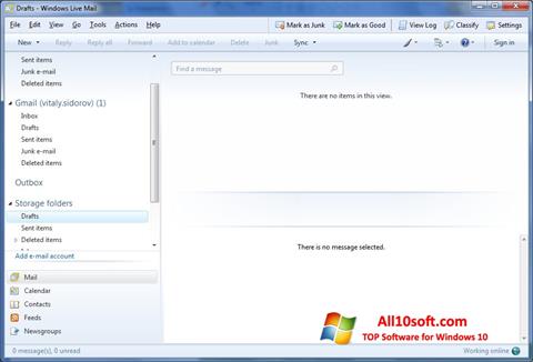 Ekrano kopija Windows Live Mail Windows 10