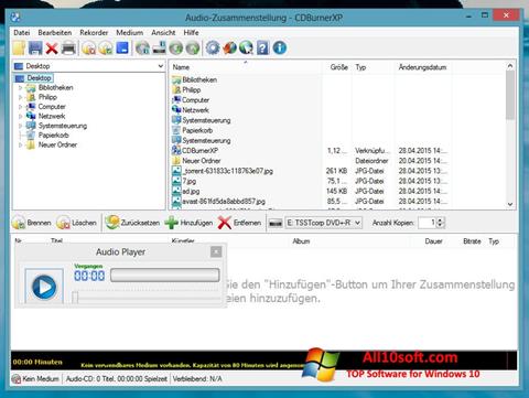 Ekrano kopija CDBurnerXP Windows 10