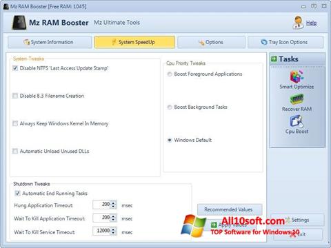 Ekrano kopija Mz RAM Booster Windows 10