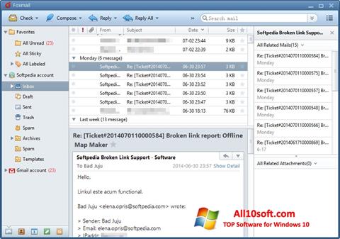 Ekrano kopija FoxMail Windows 10