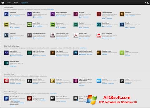 Ekrano kopija Adobe Creative Cloud Windows 10