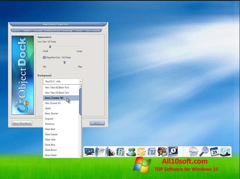 Ekrano kopija ObjectDock Windows 10