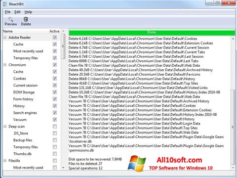 Ekrano kopija BleachBit Windows 10