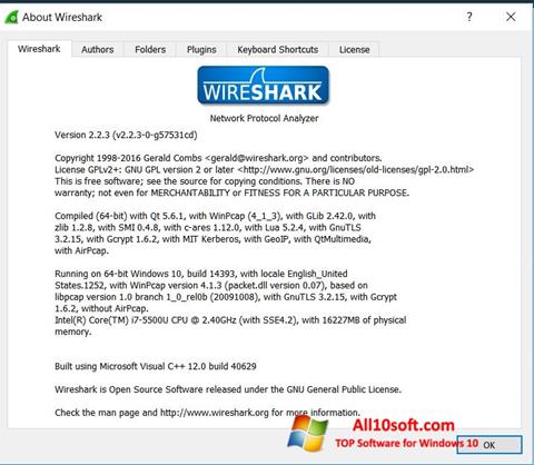 Ekrano kopija Wireshark Windows 10