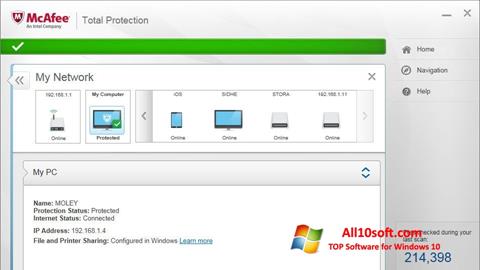 Ekrano kopija McAfee Total Protection Windows 10