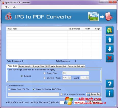 Ekrano kopija JPG to PDF Converter Windows 10
