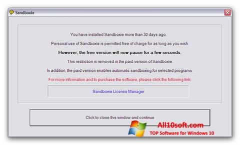 Ekrano kopija Sandboxie Windows 10