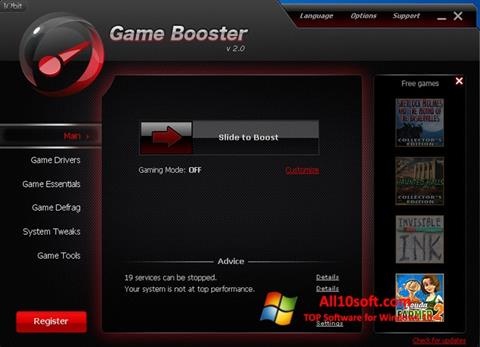 Ekrano kopija Game Booster Windows 10