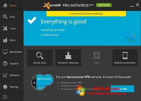 Ekrano kopija Avast! Pro Antivirus Windows 10