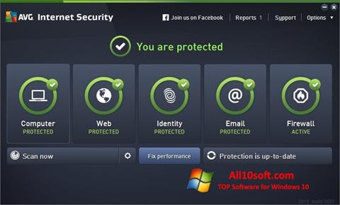 Ekrano kopija AVG Internet Security Windows 10