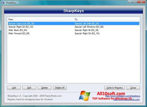 Ekrano kopija SharpKeys Windows 10