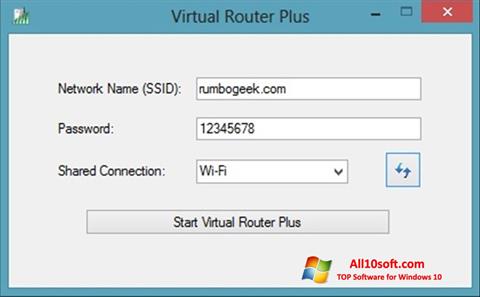 Ekrano kopija Virtual Router Plus Windows 10
