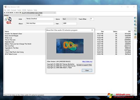 Ekrano kopija CDex Windows 10