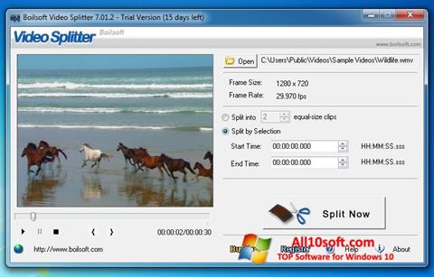 Ekrano kopija Boilsoft Video Splitter Windows 10