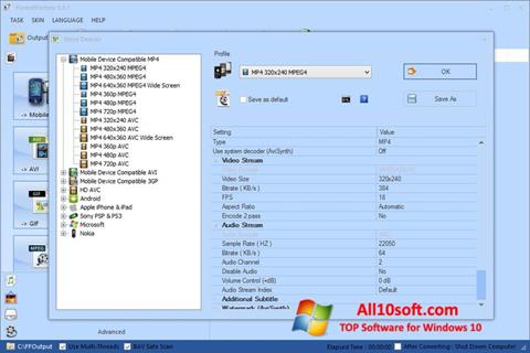 Ekrano kopija Format Factory Windows 10